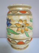 A Crown Ducal Charlotte Rhead ribbed vase with flower decoration, height 17.