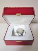 A splendid Cartier Ballon Bleu automatic stainless steel gentleman's wristwatch, large size (42 mm),