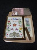 A golden Jubilee framed tapestry together with a Cash's bookmark depicting W G Grace,