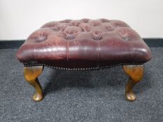 A button leather Chesterfield stool