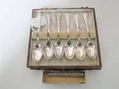 A set of six silver teaspoons and a silver penknife
