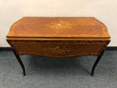 A continental Kingwood, marquetry and gilt metal mounted drop-leaf coffee table,