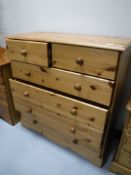 A pine six drawer chest