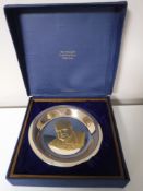 A commemorative Churchill Centenary Trust filled silver and gilt plate, by John Pinches,