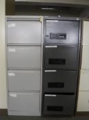 Two office four drawer filing cabinets
