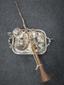 A plated twin handled serving tray, four piece American E. B.