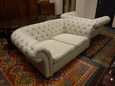 A Barker & Stonehouse oatmeal fabric large two seater settee and oversized armchair.