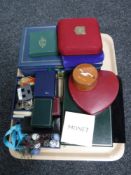 A tray of costume and sterling silver jewellery