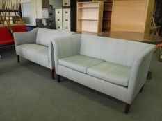Two mid 20th century settees in grey fabric