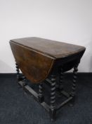 An oak barley twist table