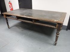A large Victorian oak writing table,