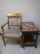 An early twentieth century inlaid walnut armchair,