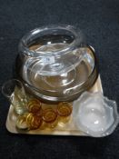A tray of assorted Danish glass ware