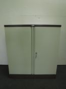 A metal office stationary cupboard