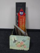 A box of twelve tin advertising signs - Pepsi Cola, Indian Motorbikes,