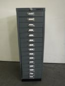 A fifteen drawer Bisley index chest