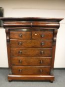 A Victorian six drawer lobby chest,