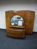 A 20th century walnut three piece bedroom suite