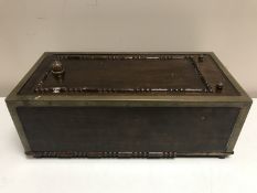 An oak framed brass bound bell box