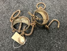 Two sets of antique pelt scales