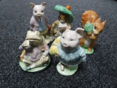 Five Beswick Beatrix Potter figures - Jeremy Fisher, Squirrel Nutkin, Benjamin Bunny,