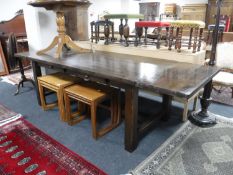 A contemporary farmhouse kitchen table with two extension leaves