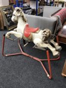 A 1950's Nobo Mary King tin plate rocking horse