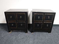 A pair of Chinese style side cabinets fitted four drawers