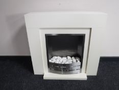 A contemporary electric fireplace