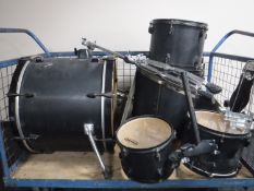 A part drum kit with cymbals CONDITION REPORT: The drums are variously stamped