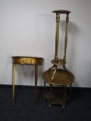 An early 20th century gilt d-shaped hall table,