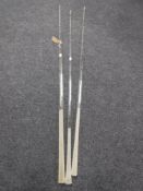 Three glass snooker cues