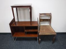 A Bang & Olufsen rosewood effect audio stand together with a mahogany occasional table and an