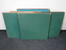 Five folding square beige topped card tables