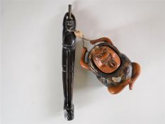 A Japanese Meiji period mother of pearl inlaid tobacco box with pipe