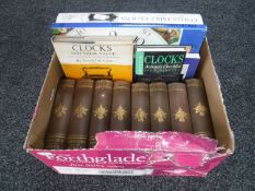 A box containing eight volumes of Wilson's Border Tales together with five horology interest books