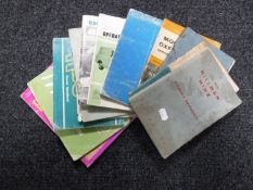 Thirteen vintage car manuals and owners handbooks inducing the New Hilman Minx, Austin Mini,