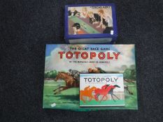 Two boxed Totopoly horse racing games together with a boxed vintage Escalado set