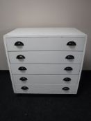 A painted five drawer plan chest