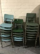 Nineteen 20th century plastic stacking children's school chairs