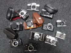 Cameras to include; Olympus OM40, Nikon, Olympus OM4, Praktica Super TL 1000, Petri, Ihagee etc.