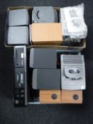 Three micro hifi systems with speakers, creative computer speaker,