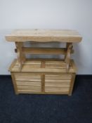 A plantation teak storage box,