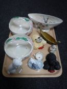 A tray of two Bossons wall plaques, Wade viking long ship,