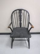 A painted teak kitchen armchair