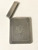 A good quality silver card case with engine turned decoration