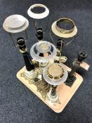 Six various table lamps (continental wiring)