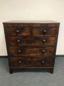 A Victorian mahogany chest of five drawers,