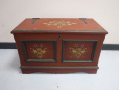A hand painted blanket box