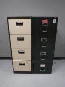 Two metal four drawer filing cabinets